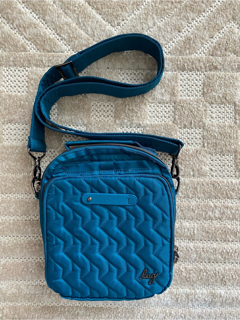 lug Teal Quilted Nylon Crossbody